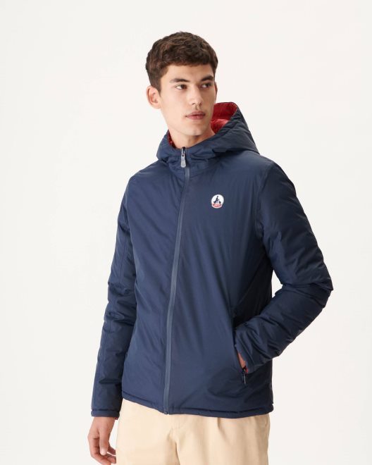Jott New σε Marine/rouge αναστρέψιμη κουκούλα Puffer Jacket Bergen