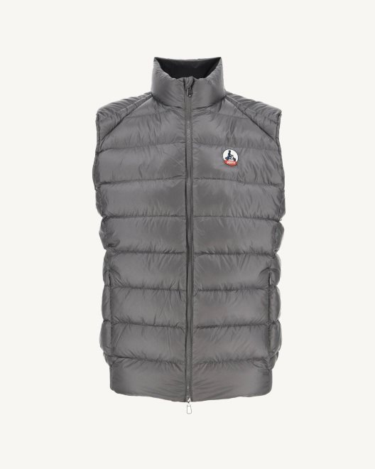 Ανθρακί ακραίο κρύο αμάνικο πουπουλένιο μπουφάν σε Jatt New In