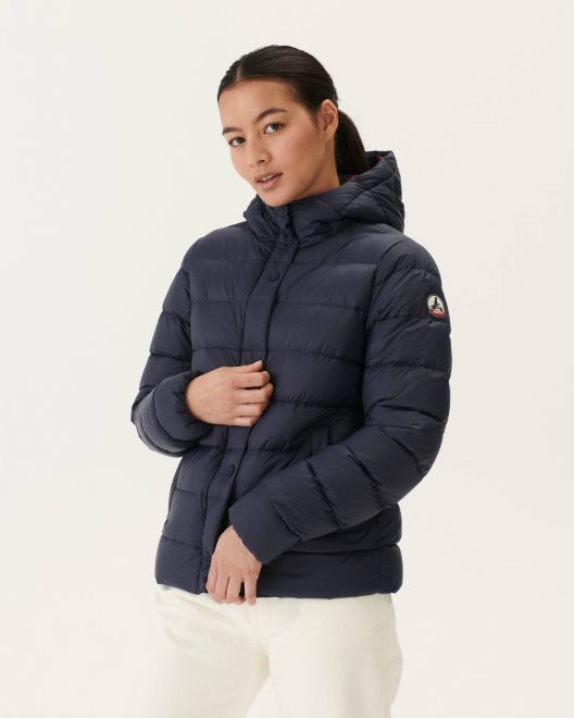 Jott New In Navy Jane Puffer ίσιο μπουφάν με κουκούλα